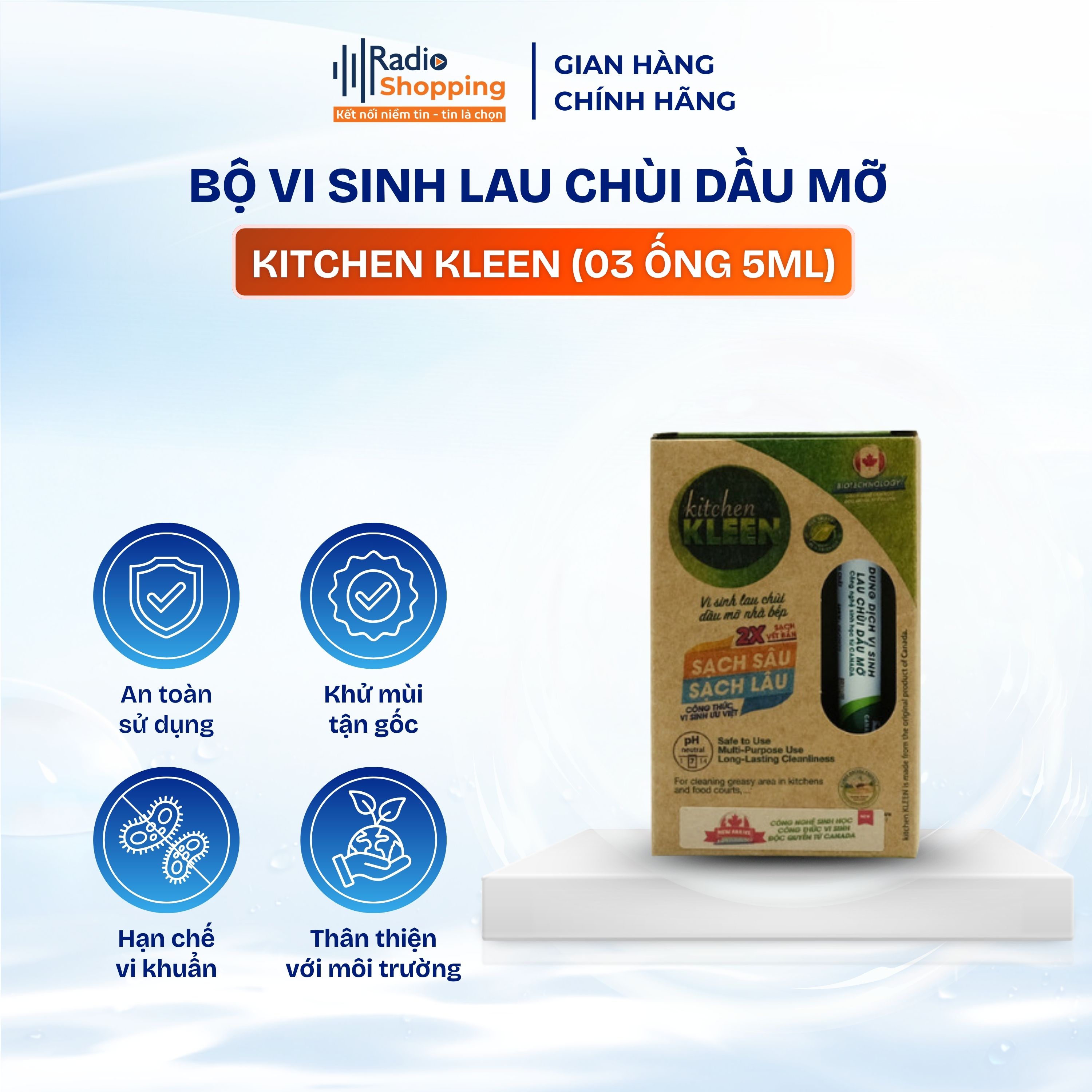 Hộp vi sinh lau chùi dầu mỡ Kitchen Kleen [3 ống 5ml]